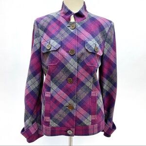 Jones New York plaid biker jacket style size 6